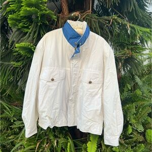 Vtg Members Only White & Blue Jacket | Medium, Large | Zip Hood | Side Pockets